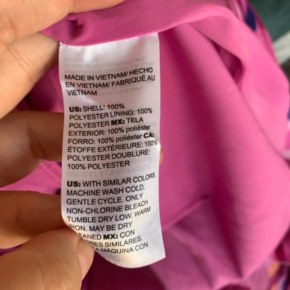 Chico's Pink Artsy Print Tiered Maxi Dress Sz.2 or 12 V- neck LS Lined Colorful - Picture 12 of 13